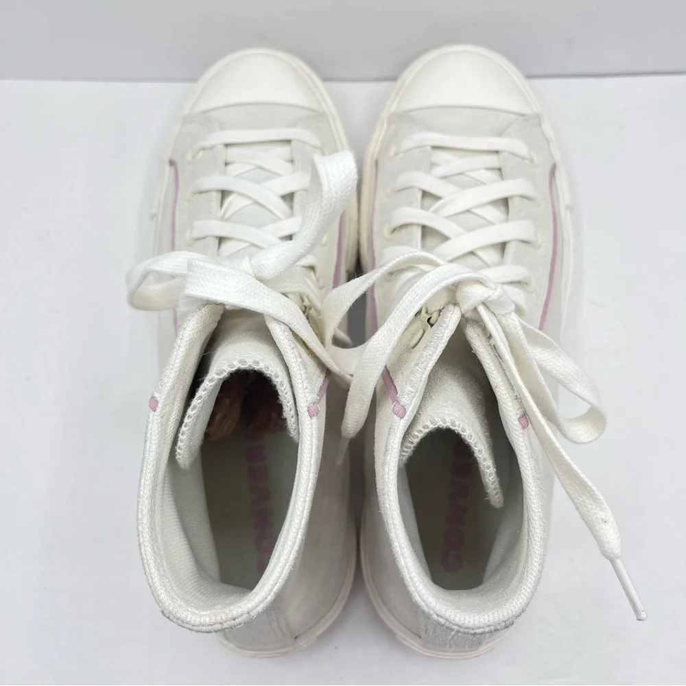Converse Chuck Taylor Women’s 8.5 Platform High Top Suede Sneakers Pink Piping